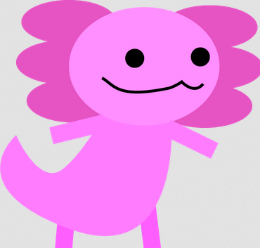 A pink goofy axolotl