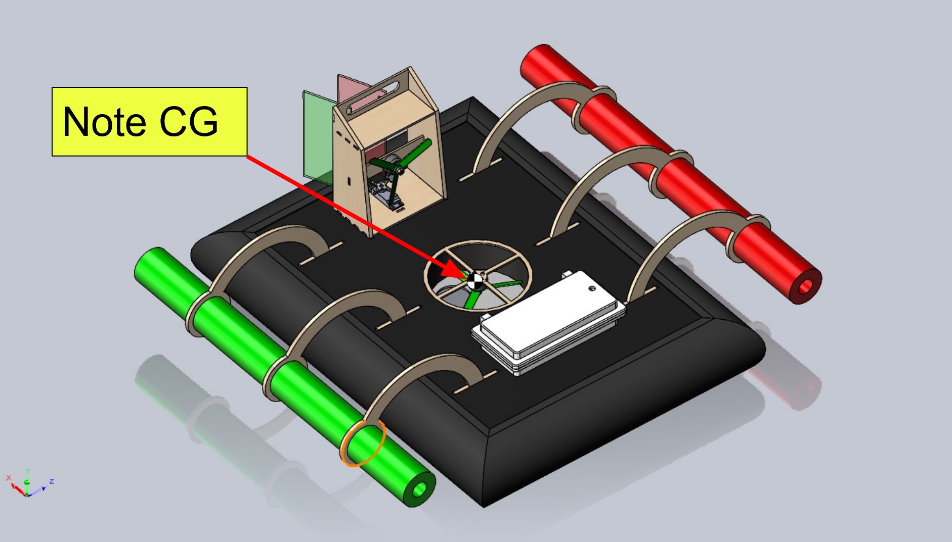 CAD screenshot showing CG feature